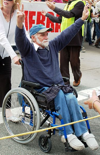 Ron Kovic at an anti-war rally in Los Angeles, California on October 12, 2007.